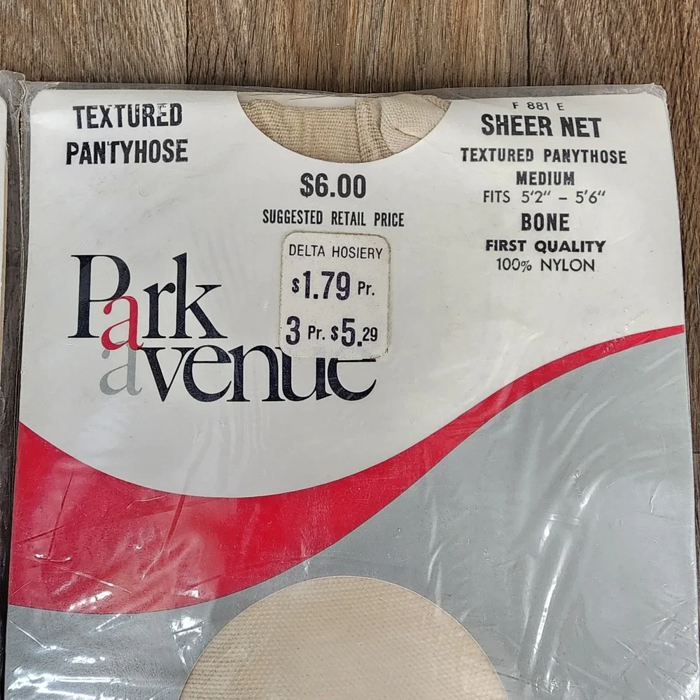Vintage Park Avenue Pantyhose Lot 5 Prs Opaque Sheer Navy Red Grey Burgundy Bone